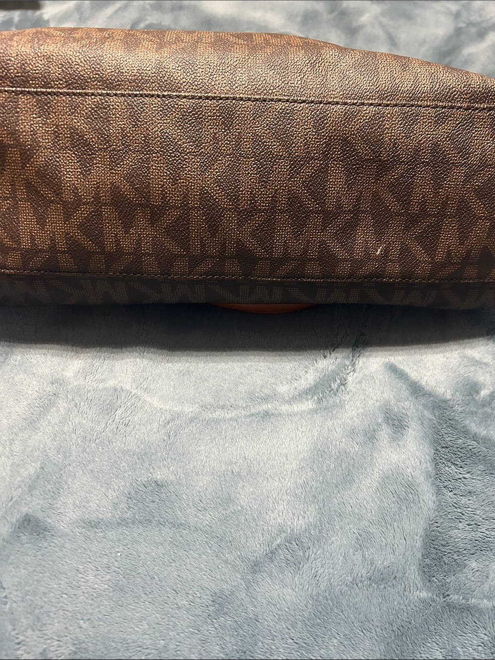 Michael Kors Brown MK Logo Satchel with Tan Handles - Picture 3 of 9